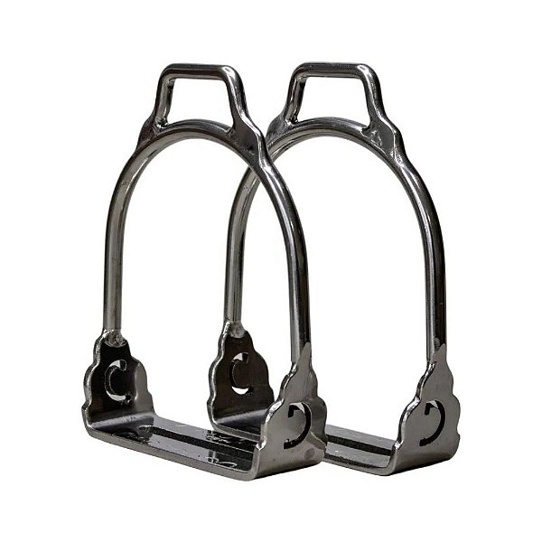 Estribo Inox Com Marca do Cavalo Crioulo Base 45 mm