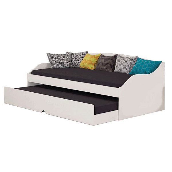 Sofa Cama Com Auxiliar 3 Lugares Laís Branco - Cimol*