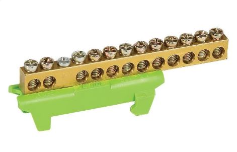 Barramento Terra 12 Furos Com Suporte Para Trilho Din