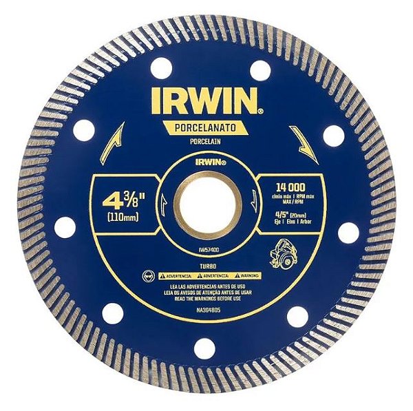 Disco Diamantado Para Porcelanato 110mm Irwin