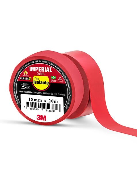 Fita Isolante Imperial Vermelha 18mmX20M 3M