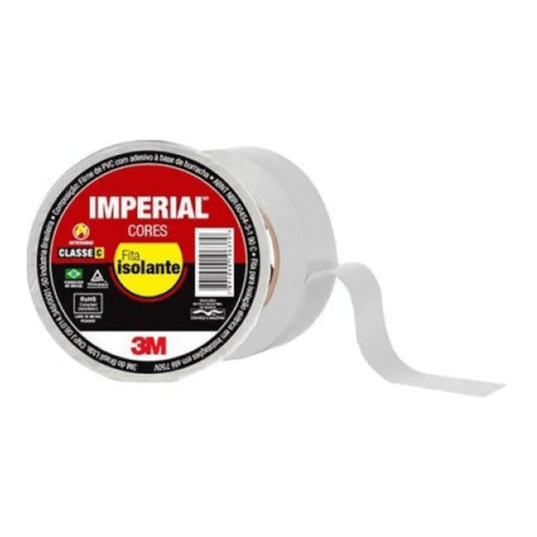 Fita Isolante Imperial Slim Branca 18mmX10M 3M