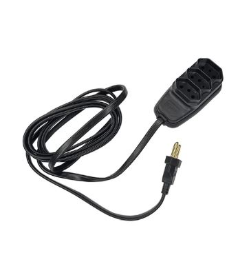 Extensão Cabo PP Chato 2,5m Com 3 Tomadas 2P+T 10A Preto Ilumi