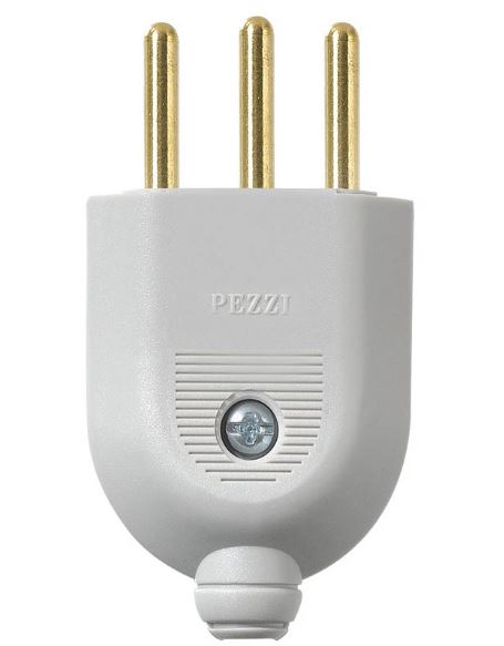 Plugue Macho 2P+T 10A Cinza Pezzi