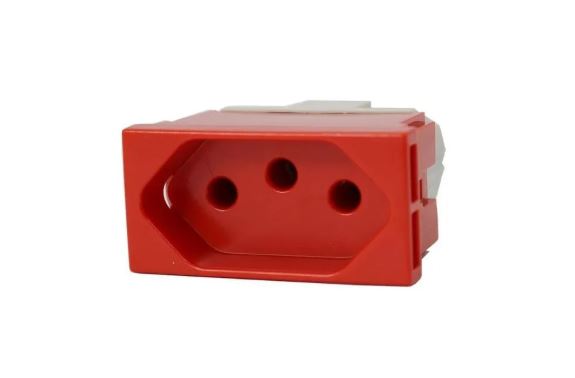 Modulo De Tomada 2P+T 10A Vermelha Pezzi 50.000