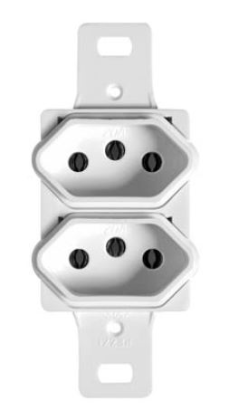 Tomada Dupla 2P+T 10A Sem Placa Branca 40.000 Pezzi