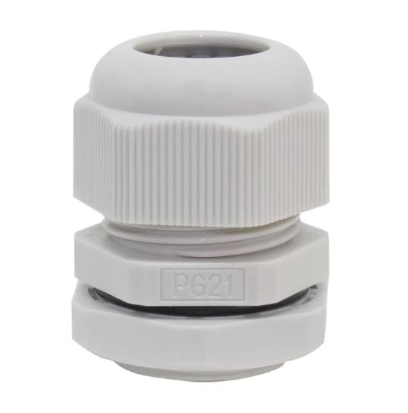 Conector Prensa Cabo Rosca PG21 Cinza