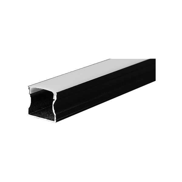 Perfil de Alumínio de Sobrepor 17,6 mm x 14,47 mm Preto 2 Metros Cristall Deccor Accua