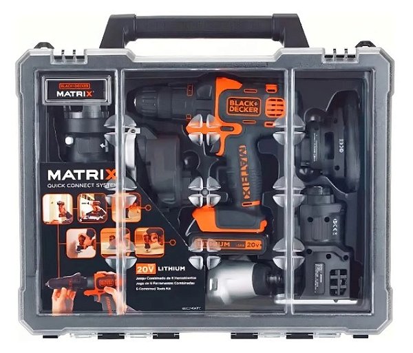Jogo De Ferramentas Matrix 20v Com 6 Cabeçotes MTX20K6A-BR Black & Decker