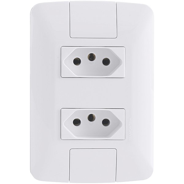 Conjunto 2 Tomadas 2P+T 20A com Placa Aria Branco Tramontina