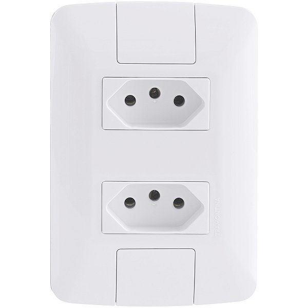 Conjunto 2 Tomadas 2P+T 10A com Placa Aria Branco Tramontina