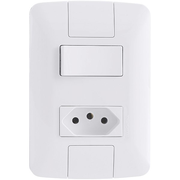 Conjunto Interruptor Simples com Tomada 2P+T 20A Aria Branco 4x2 Tramontina