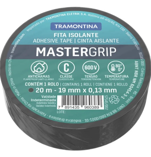 Fita Isolante Preta 20 Metros Antichamas 19mm x 0,13mm Tramontina