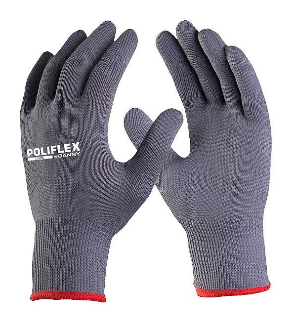 Luva de Segurança Tricotada em Nylon Poliflex Cinza CA 26924