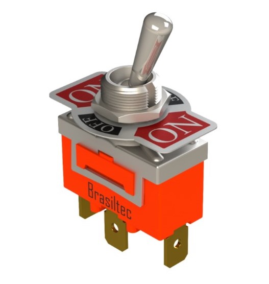 Chave Alavanca 2 Polos 3 Posições 15A 250V ON-OFF com Terminal Faston