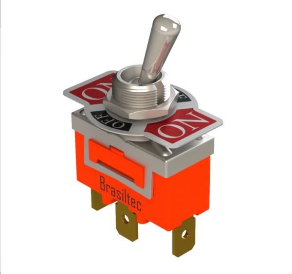 Chave Alavanca 2 Polos 3 Posições 15A 250V ON-OFF com Terminal Faston