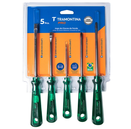 Jogo de Chaves de Fenda e Phillips 5 Peças Easygrip Tramontina PRO