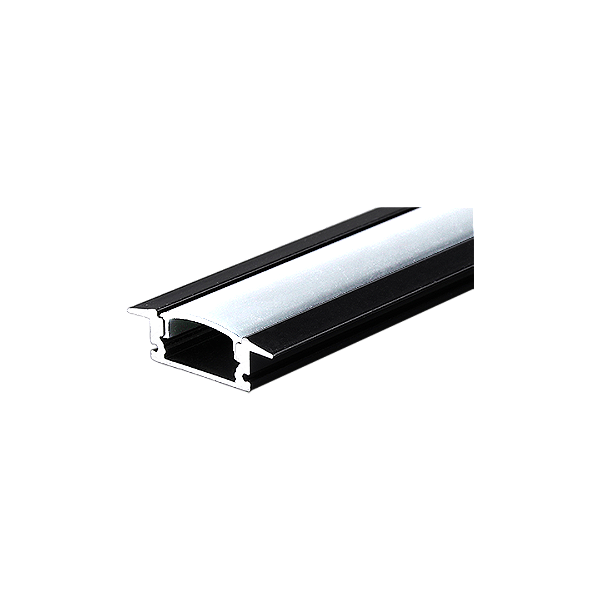 Perfil Cristall Deccor Noronha de Embutir 23,6x6,1mm Preto de 3 Metros com Difusor