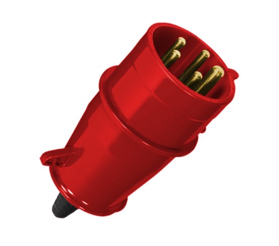 Plugue Macho Industrial 3P+N+T 32A 380/440V 6H Vermelho N5276 Steck