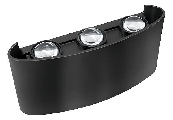Arandela LED Lentille Trois 6W 3000K Preto IP65 Lumanti