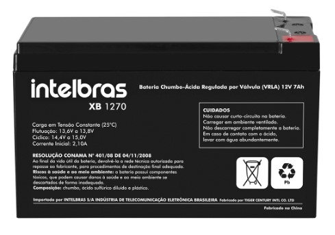 Bateria VRLA 12V 7Ah XB 1270 Selada AGM Intelbras