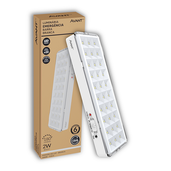 Luminária de Emergência LED 30 Leds 2W 120lm Bivolt Automática Avant