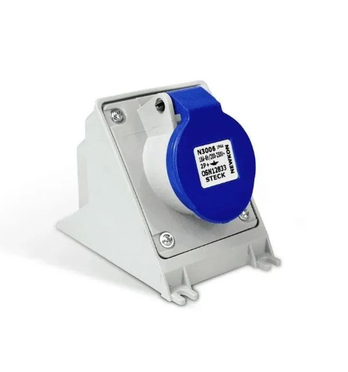 Tomada Industrial De Sobrepor 2P+T 16A 220/240v 6H N3006 Azul Steck