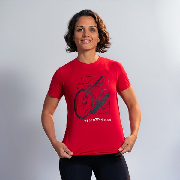 Baby Look Dry Fit Vermelha - Bike Fixa