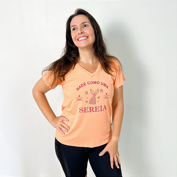 Baby look Viscolycra Coral Pastel - Nade Como Uma Sereia