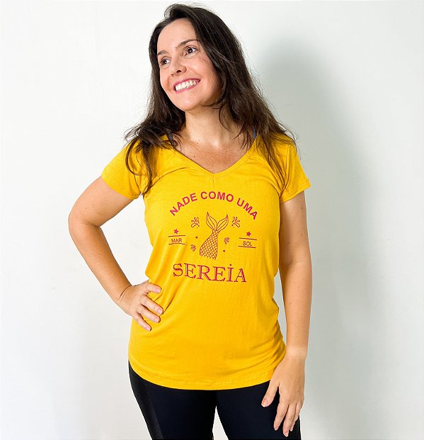 Baby look Viscolycra Amarela - Nade Como Uma Sereia