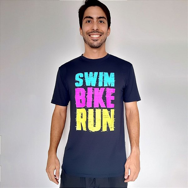 Camiseta Dry Fit Preta - Swim Bike Run