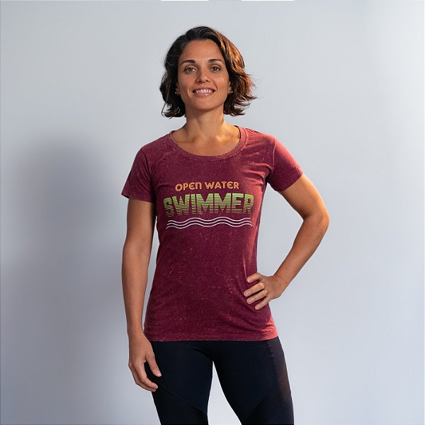 Baby Look Algodão Marmorizado Vinho - Swimmer