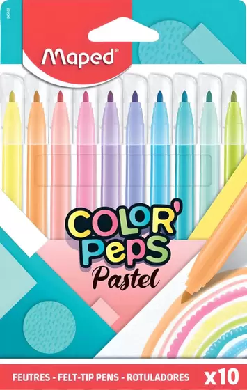 Caneta Hidrográfica Color''Peps Pastel C/ 10 Cores