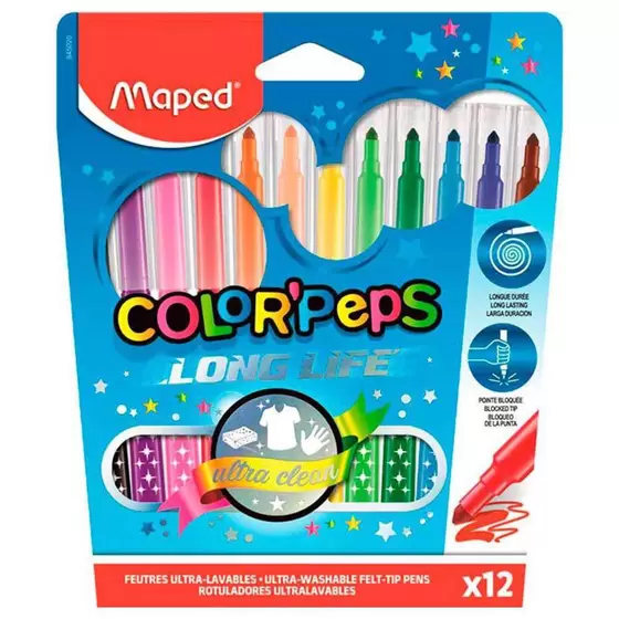 Caneta Maped Color Peps Long Life C/ 12 Cores
