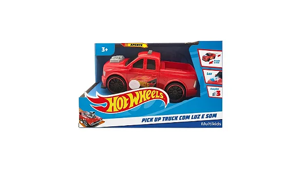 Hot Wheels Carro Pick Up Truck Vermelho Com Luz e Som