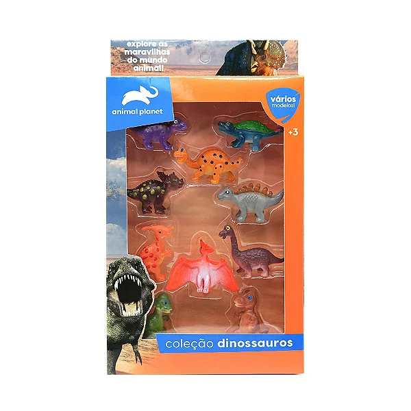 Kit Dinossauros Sortidos de Plástico com 10 Peças