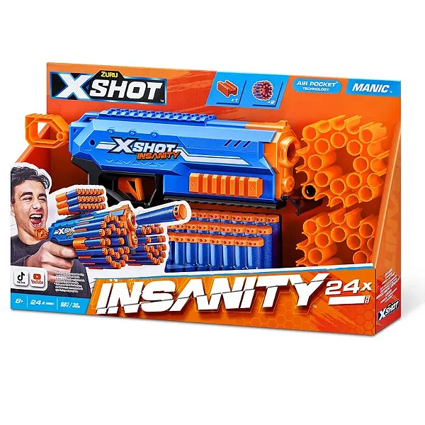 Lançador de Dardos X-Shot Insanity Maniac Pistol c/ 24 Dardos