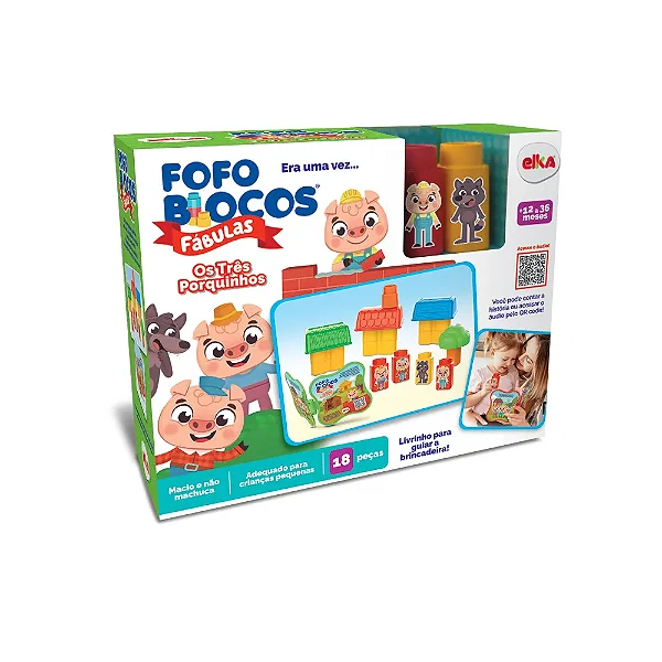 Brinquedo Fofo Blocos Fábulas Os Três Porquinhos
