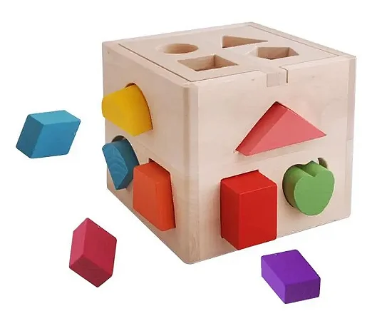 Brinquedo Didático Cubo Encaixe das Formas MDF