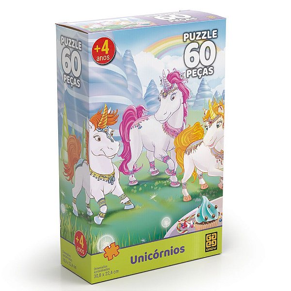 Quebra Cabça 60 Peças Unicórnios
