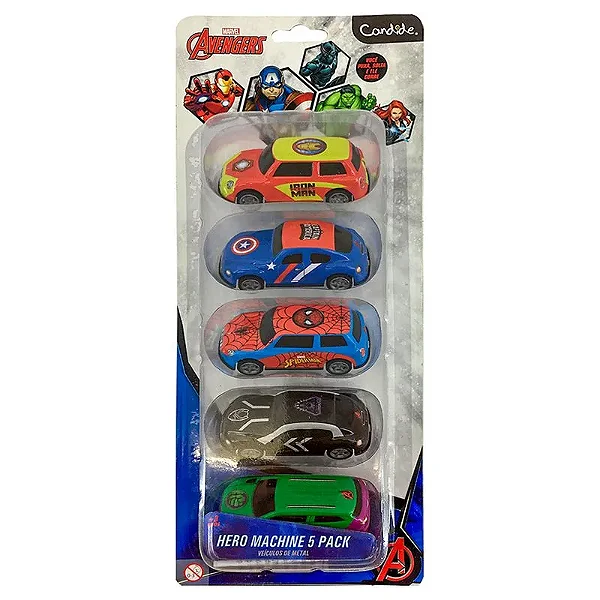 Kit com 5 Carrinhos Vingadores