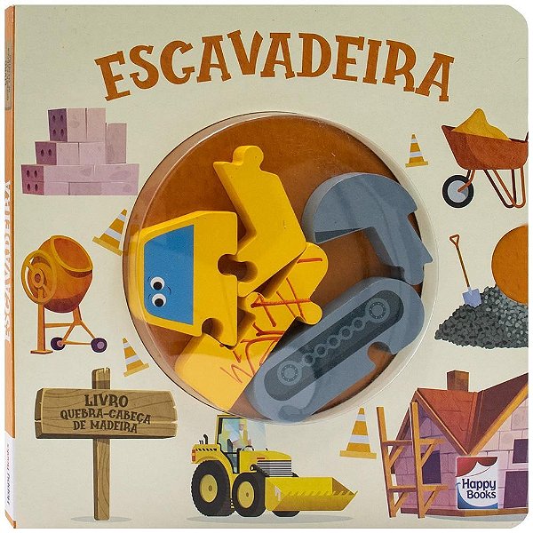 Livro Quebra-Cabeça de Madeira Escavadeira