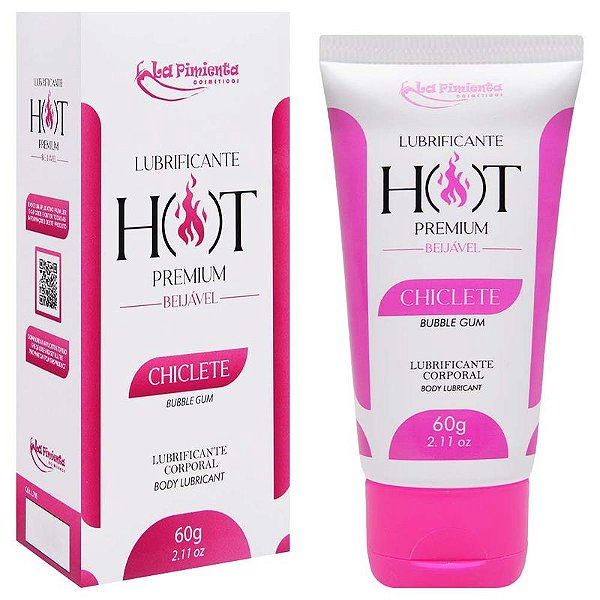 HOT PREMIUM LUBRIFICANTE TÉRMICO CORPORAL BEIJÁVEL CHICLETE 60G