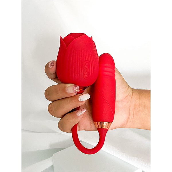 SOPHIE VIBRADOR FORMATO DE ROSA COM 7 MODOS DE VIBRAÇÃO, VAI E VEM E PULSAÇÃO