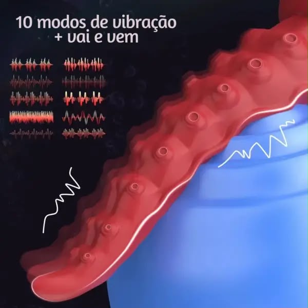 VIBRADOR EM FORMATO DE TENTÁCULO COM MOVIMENTO VAI E VEM VENTOSA E CONTROLE REMOTO