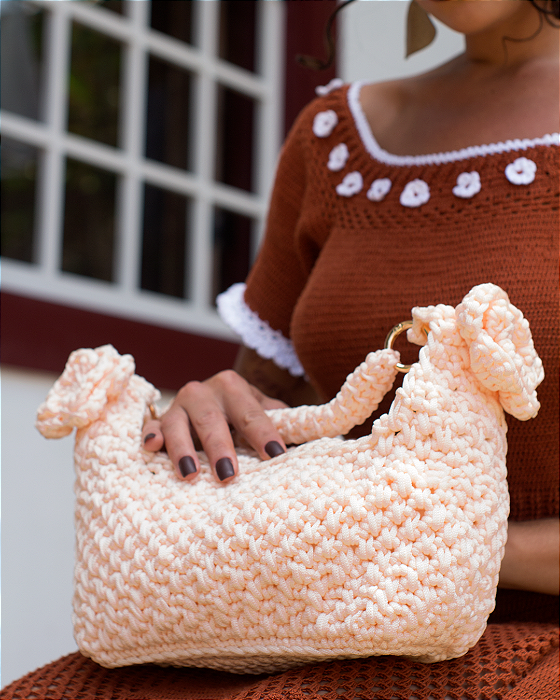 Bolsa de Crochê Vaso de Flores