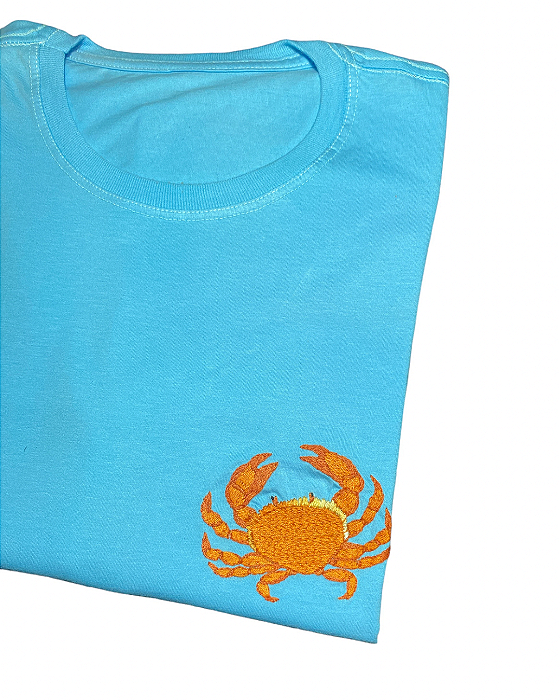 Camiseta Azul Caranguejo - Coleção Fauna Brasileira