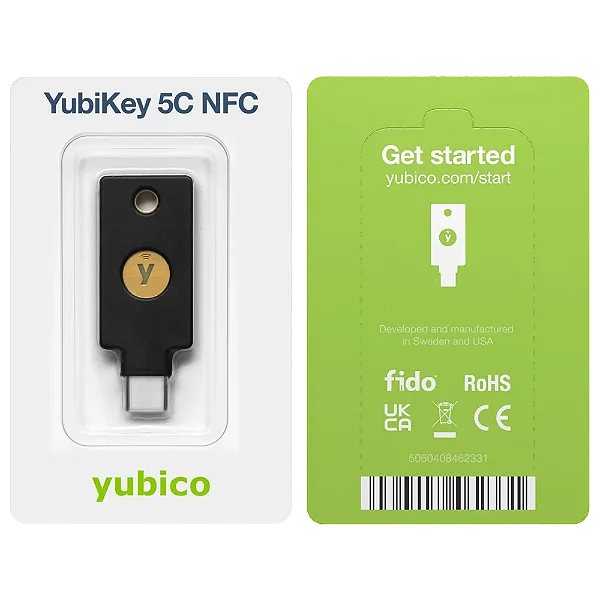 Chave De Segurança Yubikey 5c Nfc Yubico Fido2 Usb-c Lacrado