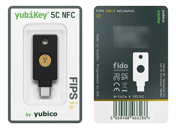 Chave De Segurança Yubikey 5c Nfc Fips 140-3 Yubico Usbc