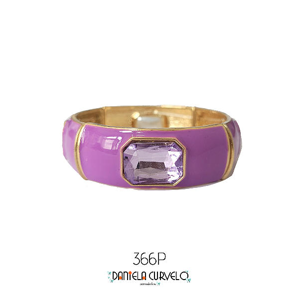 Bracelete Resinado Cristal Quadrado Lilás - PS366LILAS